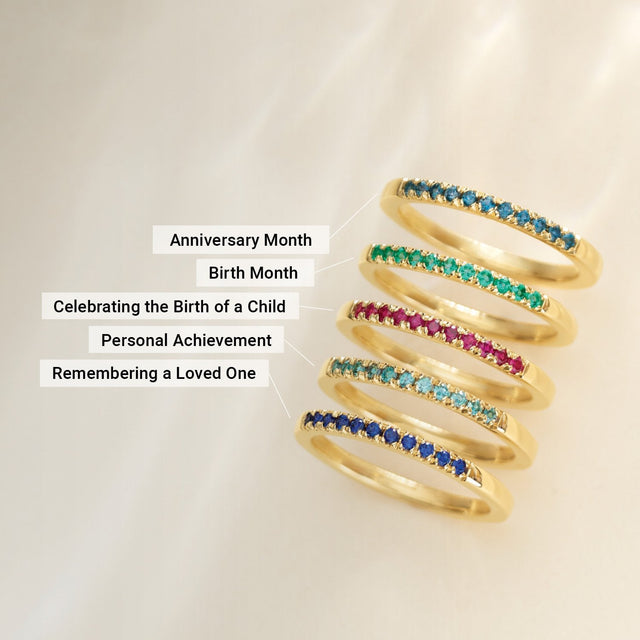 10K Gold Round Lab-Grown Diamond Birthstone Stackable Ring - Rose Gold - view 10