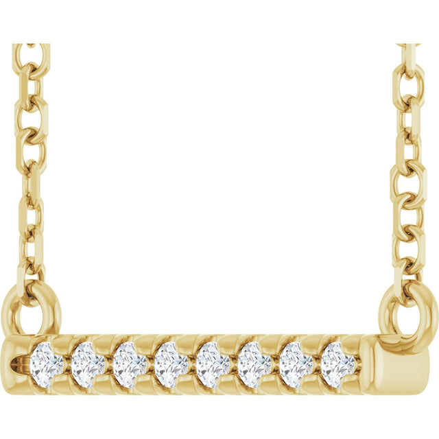 14K Gold Round Lab-Grown Diamond French-Set Bar Necklace - Yellow Gold - view 5