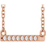 14K Gold Round Lab-Grown Diamond French-Set Bar Necklace - Rose Gold - view 5