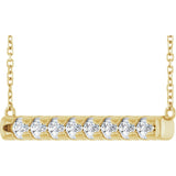14K Gold Round Lab-Grown Diamond French-Set Bar Necklace - Yellow Gold - view 5