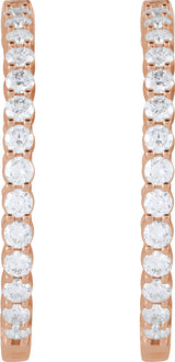 14K Gold Round Lab-Grown Diamond Inside-Outside Hoop Earrings – up to 1/2 CTW - Rose Gold - view 6