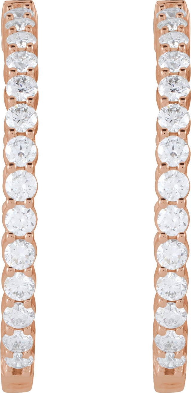 14K Gold Round Lab-Grown Diamond Inside-Outside Hoop Earrings – up to 1/2 CTW - Rose Gold - view 6
