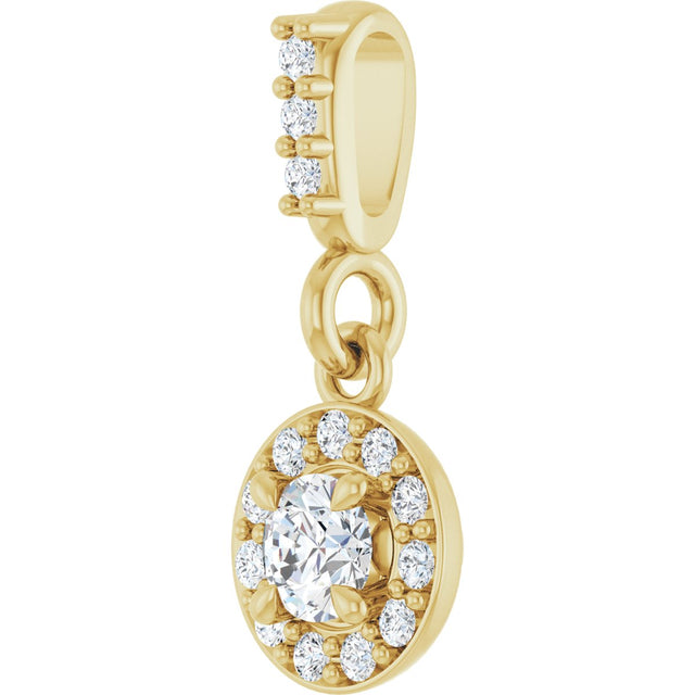 14K Gold Round Lab-Grown Diamond Halo-Style Pendant - Yellow Gold - view 5