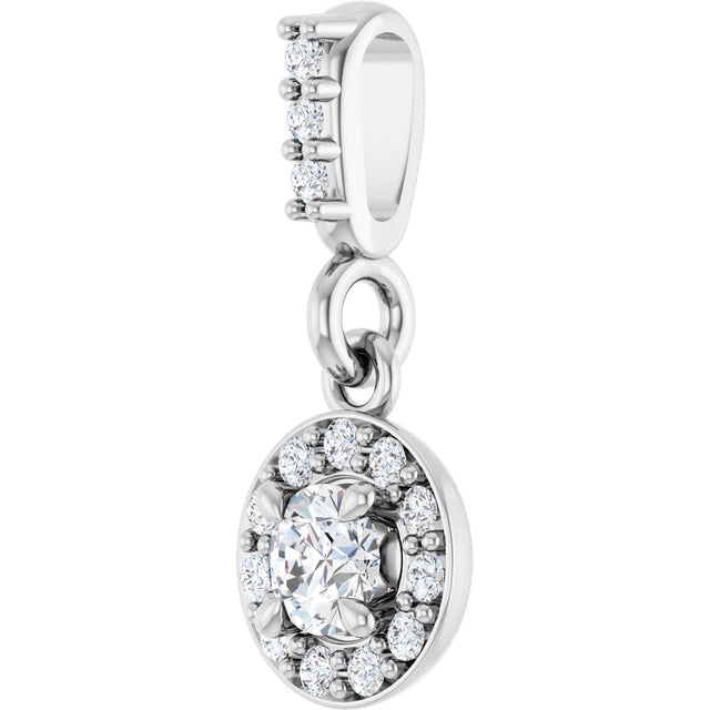 Platinum Round Lab-Grown Diamond Halo-Style Pendant - view 5