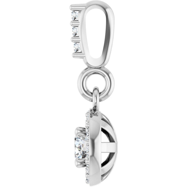 Platinum Round Lab-Grown Diamond Halo-Style Pendant - view 6