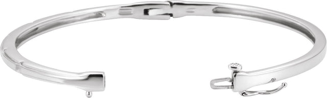 14K Gold Round Lab-Grown Diamond Accented Hinged Bangle Bracelet – 2.4mm Stones - White Gold - view 4