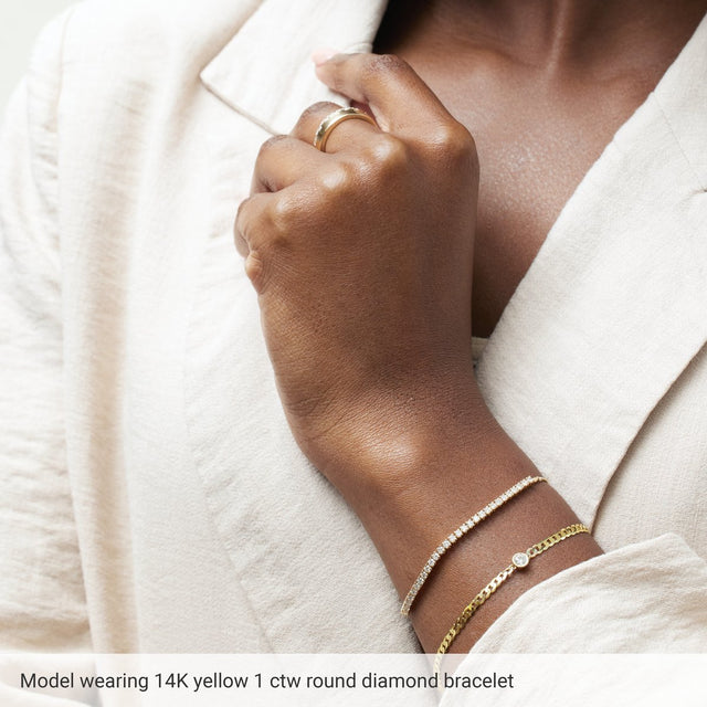 14K Gold Round Lab-Grown Diamond Bolo Bracelet - Rose Gold - view 2