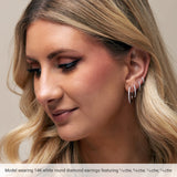 14K Gold Round Lab-Grown Diamond Hoop Earrings - Rose Gold - view 3