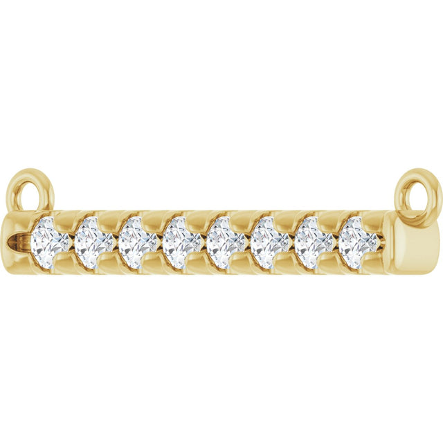 14K Gold Round Lab-Grown Diamond French-Set Bar Necklace - Yellow Gold - view 5