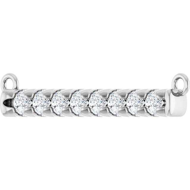 14K Gold Round Lab-Grown Diamond French-Set Bar Necklace - White Gold - view 5