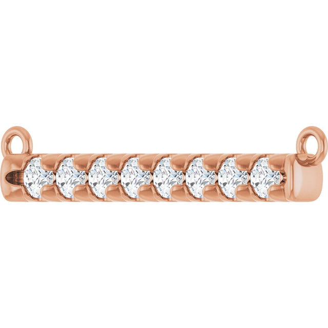 14K Gold Round Lab-Grown Diamond French-Set Bar Necklace - Rose Gold - view 5