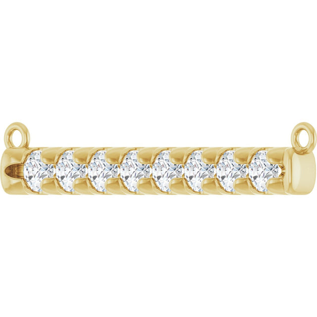 14K Gold Round Lab-Grown Diamond French-Set Bar Necklace - Yellow Gold - view 5