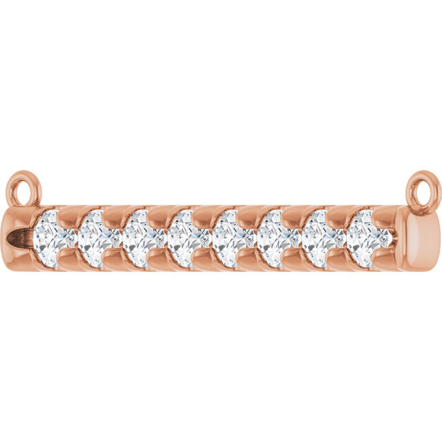 14K Gold Round Lab-Grown Diamond French-Set Bar Necklace - Rose Gold - view 5