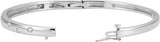 14K Gold Round Natural Diamond Accented Hinged Bangle Bracelet – 2.4mm Stones - White Gold - view 4