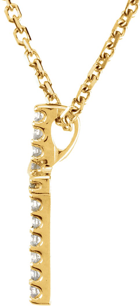 14K Gold Round Lab-Grown Diamond Petite Cross Necklace or Pendant – 0.06 CTW - Yellow Gold - view 5