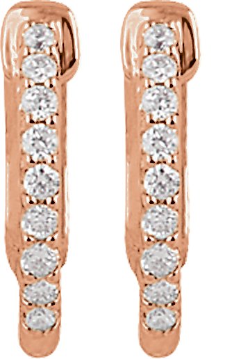 14K Gold Round Lab-Grown Diamond Inside-Outside Hoop Earrings - Rose Gold - view 6
