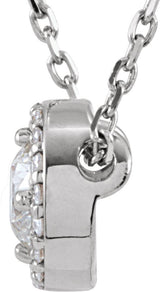14K Gold Round Natural Diamond Halo-Style Necklace or Pendant – up to 1/5 CTW - White Gold - view 4