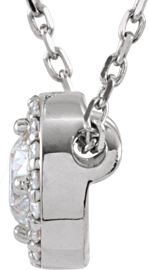 Platinum Round Natural Diamond Halo-Style Necklace or Pendant - view 6