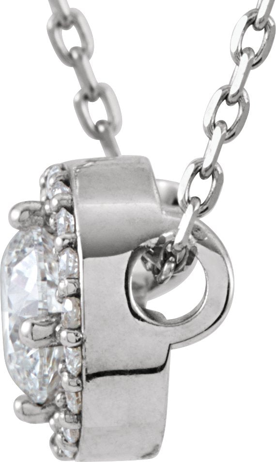 14K Gold Round Lab-Grown Diamond Halo-Style Necklace or Pendant – up to 1/4 CTW - White Gold - view 4