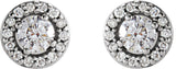 14K Gold Natural Diamond Round 4-Prong Halo-Style Earrings – 3-4mm Stones - White Gold - view 4