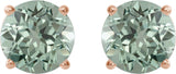 14K Gold Lab-Grown Green Sapphire Round 4-Prong Lightweight Stud Earrings – 8mm Stones - Rose Gold - view 14