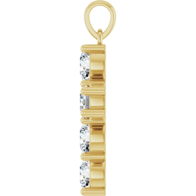 14K Gold Round Lab-Grown Diamond Accented Cross Necklace or Pendant – up to 1 1/2 CTW - Yellow Gold - view 6