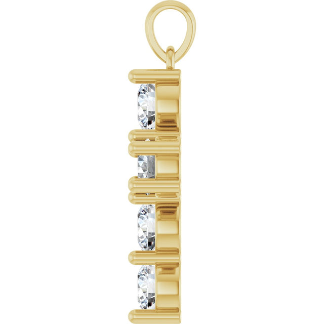14K Gold Round Lab-Grown Diamond Accented Cross Necklace or Pendant – up to 1 1/2 CTW - Yellow Gold - view 6