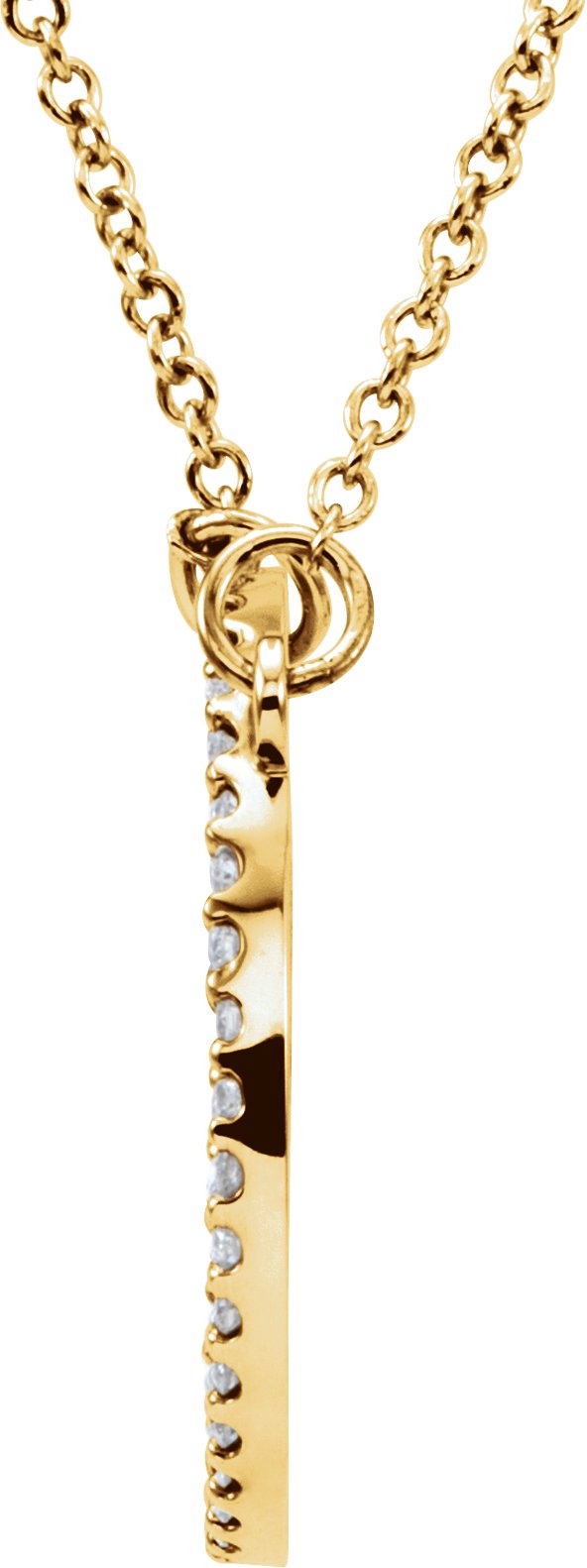 14K Gold Round Natural Diamond Petite Circle Necklace – 13x13mm - Yellow Gold - view 3