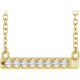 14K Gold Round Lab-Grown Diamond French-Set Bar Necklace - Yellow Gold - view 5