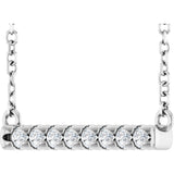 14K Gold Round Lab-Grown Diamond French-Set Bar Necklace - White Gold - view 5