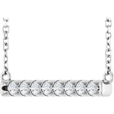 14K Gold Round Lab-Grown Diamond French-Set Bar Necklace - White Gold - view 5