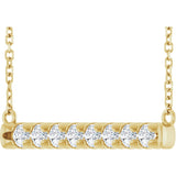 14K Gold Round Lab-Grown Diamond French-Set Bar Necklace - Yellow Gold - view 5