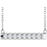 14K Gold Round Lab-Grown Diamond French-Set Bar Necklace - White Gold - view 5