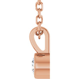 14K Gold Round Natural Diamond Bezel-Set Solitaire Necklace or Pendant – up to 0.06 CTW - Rose Gold - view 6