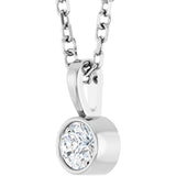 14K Gold Round Natural Diamond Bezel-Set Solitaire Necklace or Pendant – up to 0.06 CTW - White Gold - view 5
