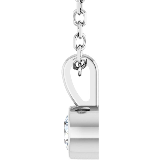 14K Gold Round Natural Diamond Bezel-Set Solitaire Necklace or Pendant – up to 0.06 CTW - White Gold - view 6