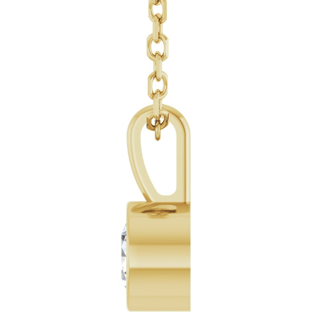 14K Gold Round Lab-Grown Diamond Bezel-Set Solitaire Necklace or Pendant - Yellow Gold - view 6