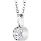 Platinum Round Natural Diamond Bezel-Set Solitaire Necklace or Pendant - view 5