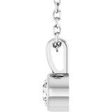 14K Gold Round Natural Diamond Bezel-Set Solitaire Necklace or Pendant – up to 0.06 CTW - White Gold - view 6
