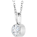Platinum Round Natural Diamond Bezel-Set Solitaire Necklace or Pendant - view 5