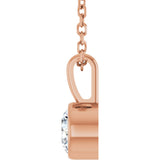 14K Gold Round Lab-Grown Diamond Bezel-Set Solitaire Necklace or Pendant - Rose Gold - view 6