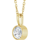14K Gold Round Lab-Grown Diamond Bezel-Set Solitaire Necklace or Pendant - Yellow Gold - view 5