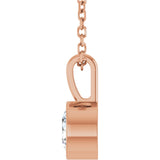 14K Gold Round Natural Diamond Bezel-Set Solitaire Necklace or Pendant – up to 0.06 CTW - Rose Gold - view 6