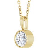 14K Gold Round Lab-Grown Diamond Bezel-Set Solitaire Necklace or Pendant - Yellow Gold - view 5