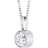 Platinum Round Lab-Grown Diamond Bezel-Set Solitaire Necklace or Pendant - view 5