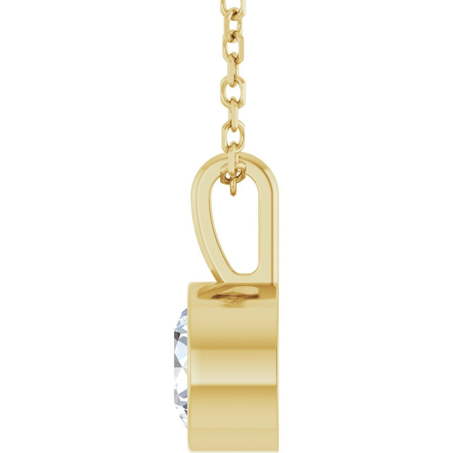 14K Gold Round Lab-Grown Diamond Bezel-Set Solitaire Necklace or Pendant - Yellow Gold - view 6