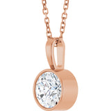 14K Gold Round Lab-Grown Diamond Bezel-Set Solitaire Necklace or Pendant - Rose Gold - view 5