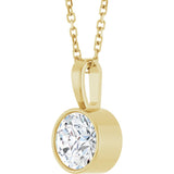 14K Gold Round Lab-Grown Diamond Bezel-Set Solitaire Necklace or Pendant - Yellow Gold - view 5