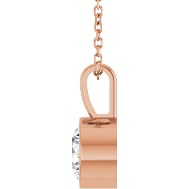14K Gold Round Lab-Grown Diamond Bezel-Set Solitaire Necklace or Pendant - Rose Gold - view 6