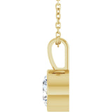 14K Gold Round Lab-Grown Diamond Bezel-Set Solitaire Necklace or Pendant - Yellow Gold - view 6